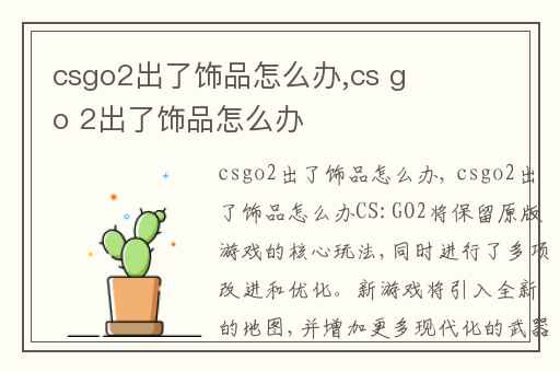 csgo2出了饰品怎么办,cs go 2出了饰品怎么办