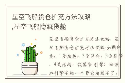 星空飞船货仓扩充方法攻略,星空飞船隐藏货舱