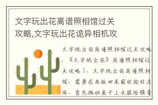 文字玩出花离谱照相馆过关攻略,文字玩出花诡异相机攻略