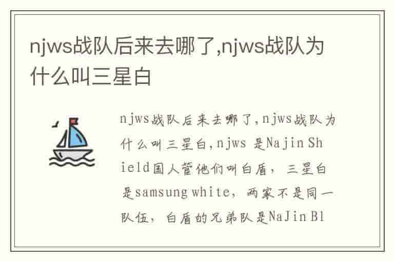 njws战队后来去哪了,njws战队为什么叫三星白