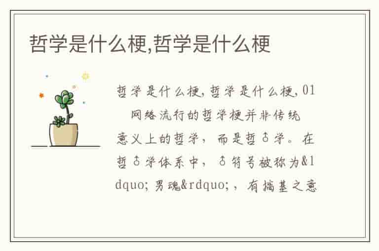 哲学是什么梗,哲学是什么梗