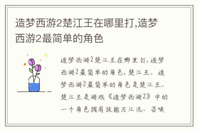 造梦西游2楚江王在哪里打,造梦西游2最简单的角色