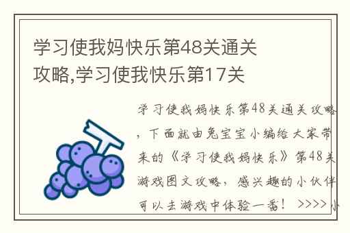 学习使我妈快乐第48关通关攻略,学习使我快乐第17关