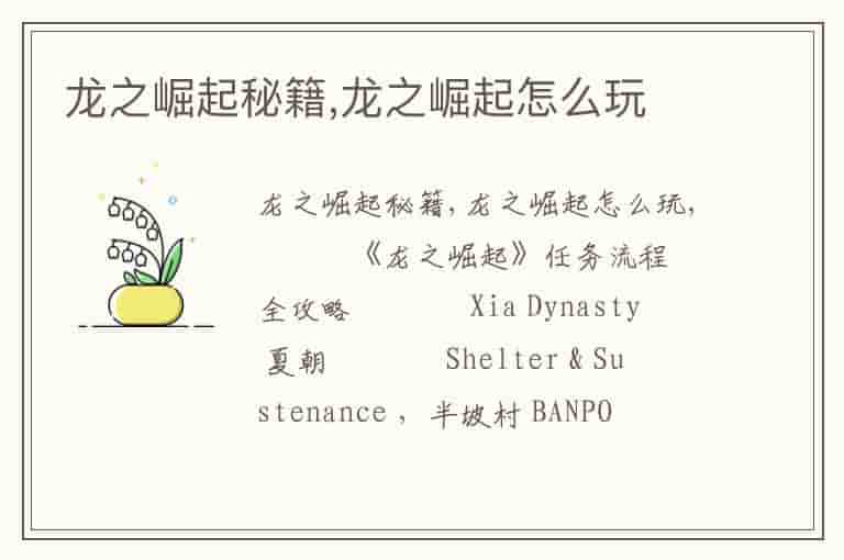 龙之崛起秘籍,龙之崛起怎么玩