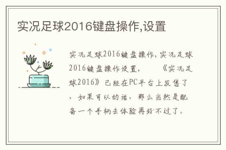 实况足球2016键盘操作,设置