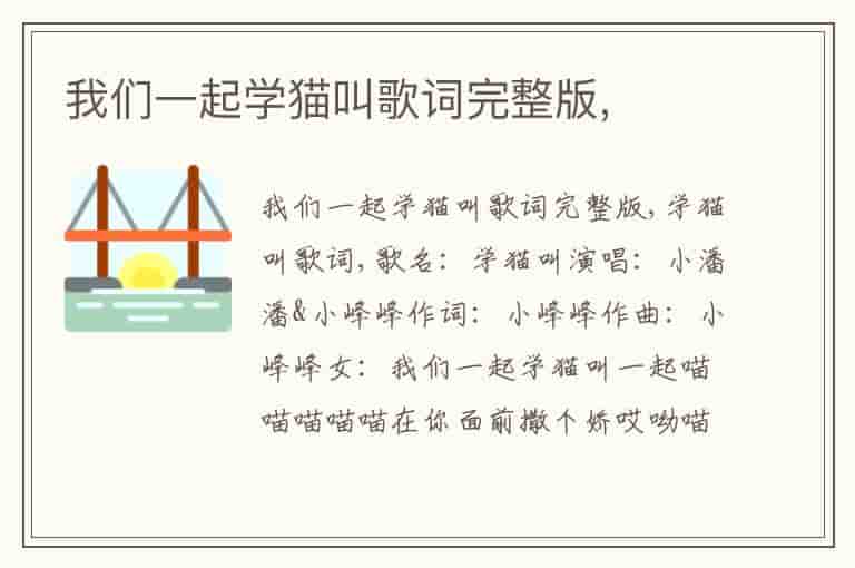 我们一起学猫叫歌词完整版,