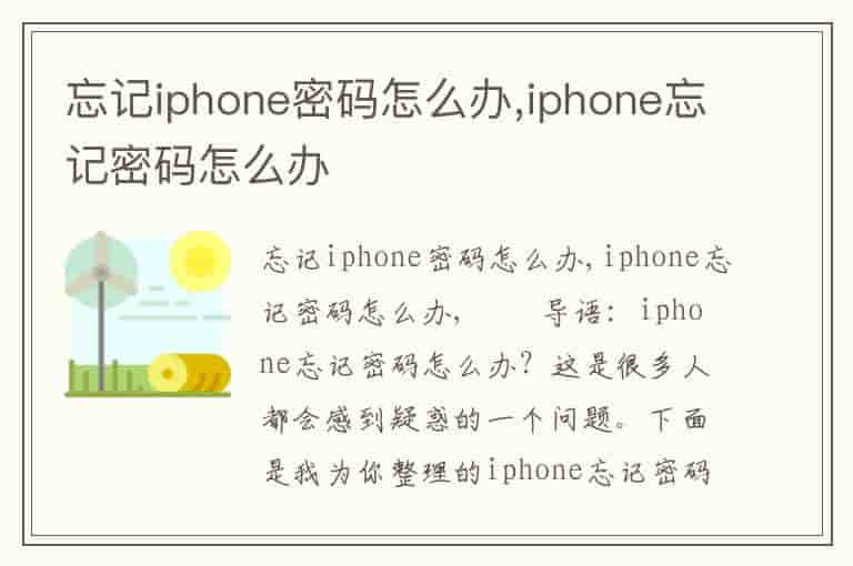 忘记iphone密码怎么办,iphone忘记密码怎么办