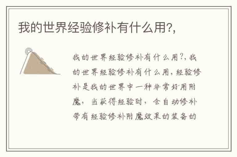 我的世界经验修补有什么用?,