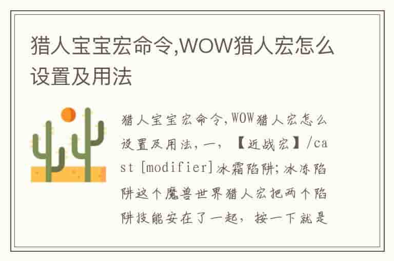 猎人宝宝宏命令,WOW猎人宏怎么设置及用法