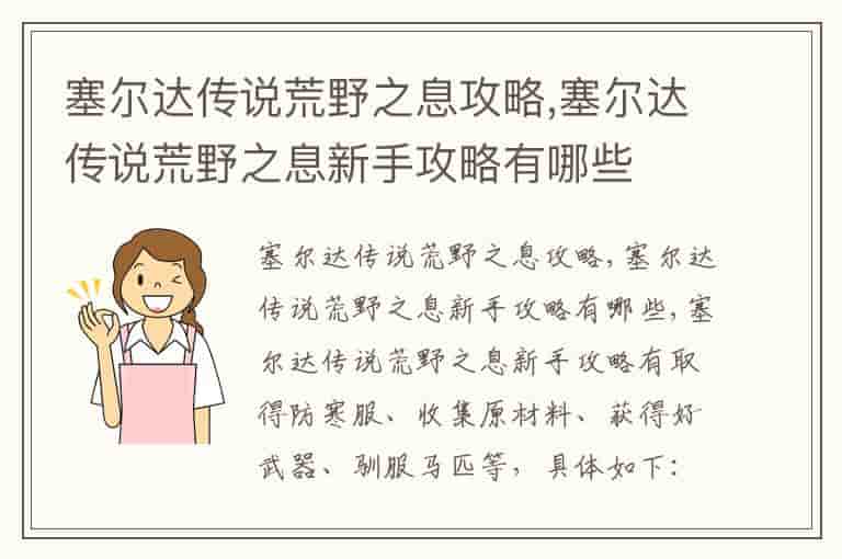 塞尔达传说荒野之息攻略,塞尔达传说荒野之息新手攻略有哪些