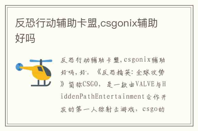 反恐行动辅助卡盟,csgonix辅助好吗
