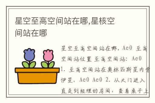 星空至高空间站在哪,星核空间站在哪