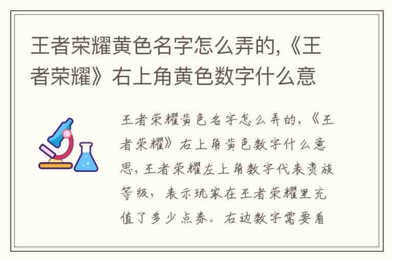 王者荣耀黄色名字怎么弄的,《王者荣耀》右上角黄色数字什么意思