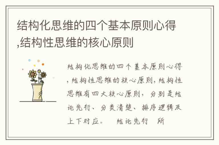 结构化思维的四个基本原则心得,结构性思维的核心原则
