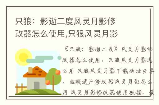只狼：影逝二度风灵月影修改器怎么使用,只狼风灵月影怎么用 只狼风灵月影下载地址分享