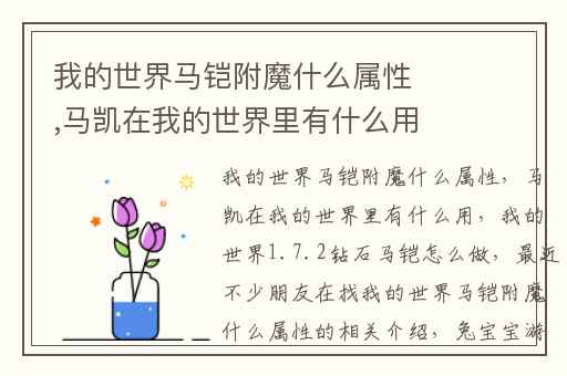 我的世界马铠附魔什么属性,马凯在我的世界里有什么用