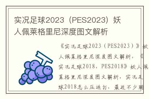 实况足球2023（PES2023）妖人佩莱格里尼深度图文解析,实况足球2018(PES2018)妖人佩莱格里尼深度图文解析