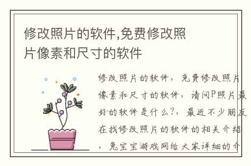 修改照片的软件,免费修改照片像素和尺寸的软件