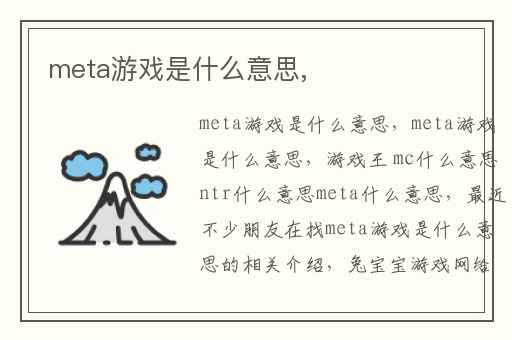 meta游戏是什么意思,
