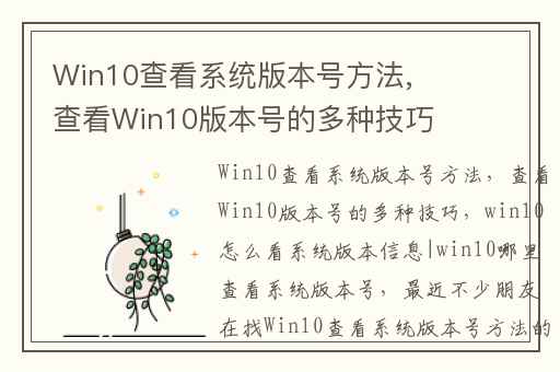 Win10查看系统版本号方法,查看Win10版本号的多种技巧