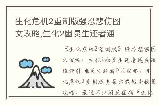生化危机2重制版强忍悲伤图文攻略,生化2幽灵生还者通关路线指引 幽灵生还者DLC攻略