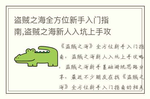 盗贼之海全方位新手入门指南,盗贼之海新人入坑上手攻略