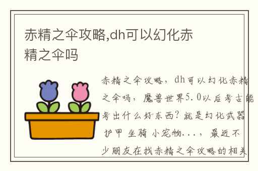 赤精之伞攻略,dh可以幻化赤精之伞吗