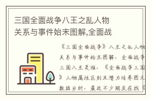 三国全面战争八王之乱人物关系与事件始末图解,全面战争三国八王是谁