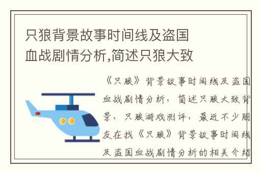 只狼背景故事时间线及盗国血战剧情分析,简述只狼大致背景
