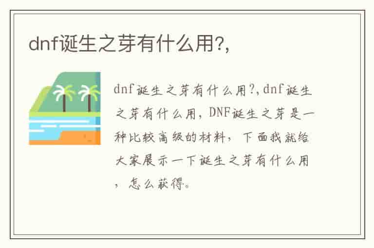 dnf诞生之芽有什么用?,