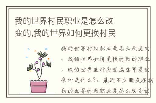 我的世界村民职业是怎么改变的,我的世界如何更换村民的职业