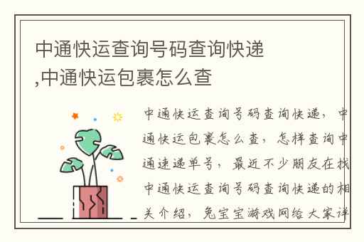中通快运查询号码查询快递,中通快运包裹怎么查