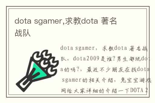 dota sgamer,求教dota 著名战队