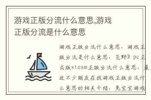游戏正版分流什么意思,游戏正版分流是什么意思