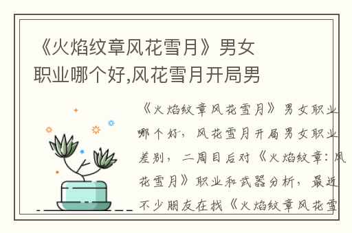 《火焰纹章风花雪月》男女职业哪个好,风花雪月开局男女职业差别