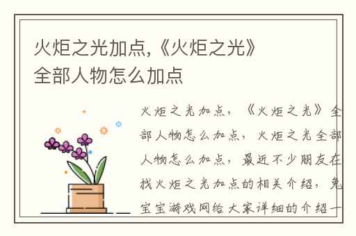 火炬之光加点,《火炬之光》全部人物怎么加点