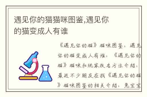 遇见你的猫猫咪图鉴,遇见你的猫变成人有谁