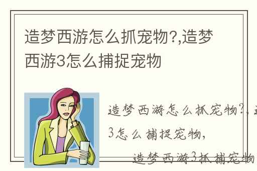 造梦西游怎么抓宠物?,造梦西游3怎么捕捉宠物