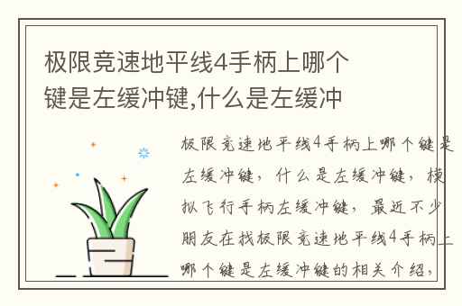 极限竞速地平线4手柄上哪个键是左缓冲键,什么是左缓冲键