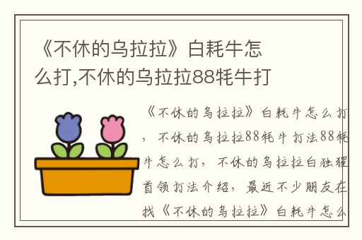 《不休的乌拉拉》白耗牛怎么打,不休的乌拉拉88牦牛打法88牦牛怎么打