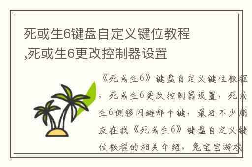 死或生6键盘自定义键位教程,死或生6更改控制器设置