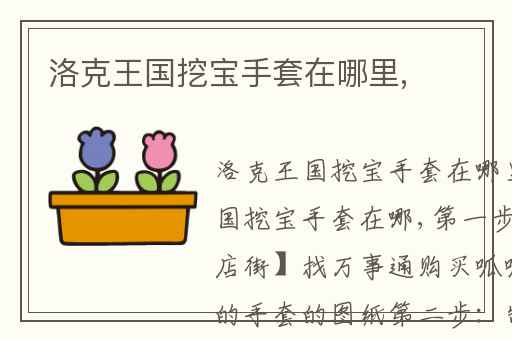 洛克王国挖宝手套在哪里,