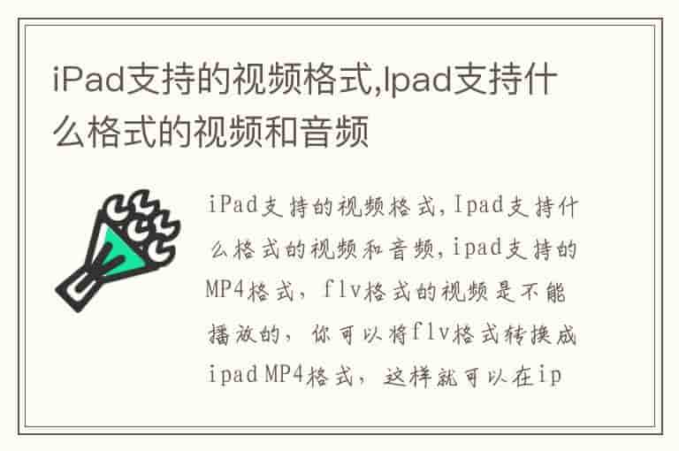 iPad支持的视频格式,Ipad支持什么格式的视频和音频