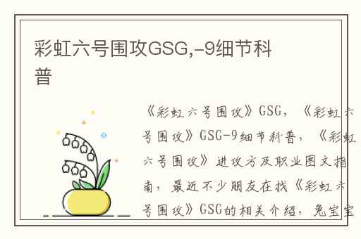 彩虹六号围攻GSG,-9细节科普