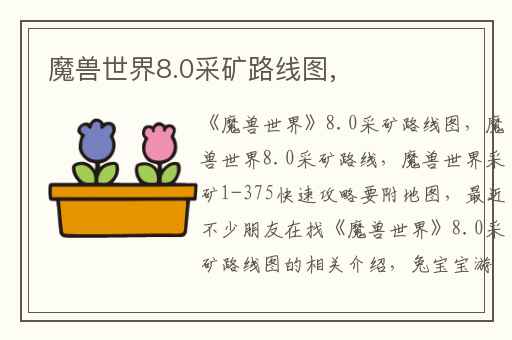 魔兽世界8.0采矿路线图,