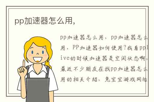 pp加速器怎么用,