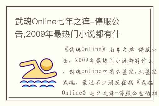 武魂Online七年之痒-停服公告,2009年最热门小说都有什么