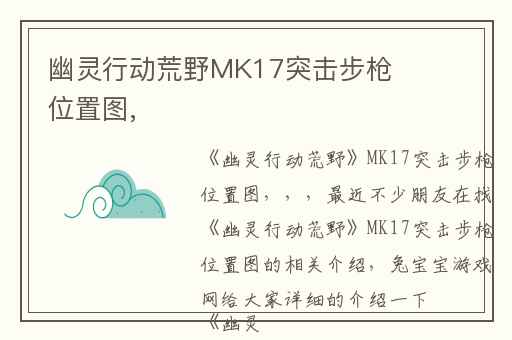 幽灵行动荒野MK17突击步枪位置图,