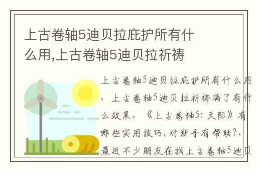 上古卷轴5迪贝拉庇护所有什么用,上古卷轴5迪贝拉祈祷满了有什么效果