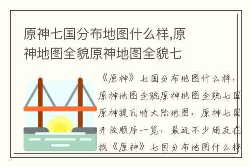 原神七国分布地图什么样,原神地图全貌原神地图全貌七国原神提瓦特大陆地图